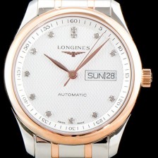 레플리카 [론진] 남성용 마스터 컬렉션 L2.755.5.97.7 클래식 데이데이트 논크로노 모델!! 18K 로즈골드 투톤콤비 화이트 텍스쳐드 다이얼 브레이슬릿 오토메틱 무브먼트 LON0404  