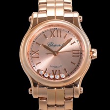 레플리카 [쇼파드] 여성용 해피 다이아몬드 오토매틱 ETA2892-2 타입 36mm 래이디스/금장시계 18K로즈골드  골드다이얼 cho1312  