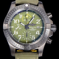 레플리카 [브라이틀링]남성용  어벤져 크로노그래프 45미리 나이트미션 DLC코팅 티타늄 오토매틱 그린다이얼  BRE88817  