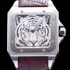 레플리카 [까르띠에] 남성용 산토스 시리즈 백호 다이얼 쿼츠 무브먼트 CAR0503  