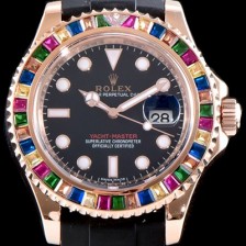 레플리카 [로렉스] 남성용 최신버전 UP!! 요트마스터 116695SATS 레인보우 바게크 컷 세팅 베젤 블랙 다이얼 오이스터 플렉스 스위스 ETA 2824-2 오토매틱 무브먼트 ROL0050  