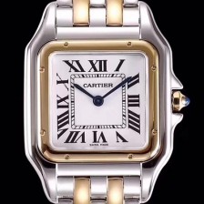 레플리카 [까르띠에] 여성용 NEW 쿼츠 타입 팬더 드 까르띠에 워치 W2PN0007 미듐 모델 18K 옐로우 골드&스틸 케이스 화이트 다이얼 브레이슬릿 스위스 쿼츠 무브먼 CAR4045  