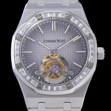 레플리카 [오데마피게] 남성용 로얄오크 Calibre 2924 투어빌론/수동기계식 41미리 다이아몬드 베젤 그레이다이얼 AUD74538  