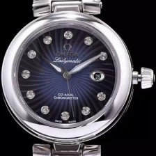 레플리카 [오메가] 남성용 드빌 신형 레이디매틱!! 425.32.34.20.56.001 입체형 블루 다이얼 쥬얼 다이아몬드 인덱스 오토매틱 무브먼트 OMG0031  