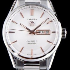 레플리카 [태그호이어] 남성용 까레라 칼리버 5 WAR201D.BA0723 데이-데이트 논 크로노 화이트 다이얼 브레이슬릿 오토매틱 무브먼트 TAG0111  