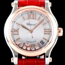 레플리카 [쇼파드] 여성용 베스트셀러!!해피 스포츠 278559-6008 36MM 스테인리스 스틸 다이아몬드UP!! 고급스러운 18K로즈골드 투톤콤비 화이트 다이얼 오토매틱 무브먼트 CHO0243  