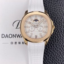 레플리카 [파텝필립] 남성용 아쿠아넛 5261R 루스 연간 캘린더 문페이즈 39.9mm 18K 로즈골드 오토매틱 Cal.324 S C 타입 화이트 다이얼 pat2272  