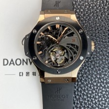 레플리카 [휴블렛] 남성용 빅뱅 18K 로즈골드 투어빌론 탑재 무브먼트 스켈레톤 다이얼 hub2156  