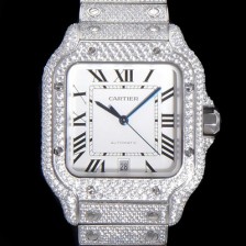 레플리카 [까르띠에] 남성용 산토스 쥬얼 다이아몬드 셋팅 베젤 40mm 화이트 다이얼 오토매틱 무브먼트 CAR40183  