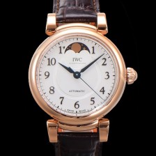 레플리카 [아이더블유씨]여성용 다빈치 오토매틱 문페이즈 36mm 18K 로조골드 가죽줄 화이트다이얼 iwc56034  