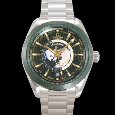 레플리카 [오메가] 남성용 씨마스터 1:1수제공정형 220.30.43.22.10.001 아쿠아테라 150M GMT 월드타이머 43미리 오토매틱 Cal. 8938 타입 메탈줄 그린 다이얼 omg20246  