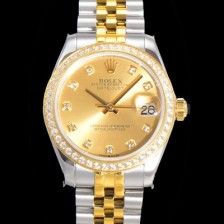 레플리카 [로렉스] 여성용 데이져스트 오이스터 31mm 레이디 오토매틱  18K 엘루골드 투톤콤비 보석/다이아몬드 5열 브레이슬릿 메탈줄 골드다이얼 rol83527  