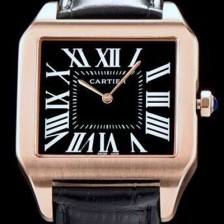 레플리카 [까르띠에] 남여공용 산토스 시리즈 9015 무브먼트 로즈골드 베젤 블랙 다이얼 CAR0014  