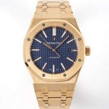 레플리카 [오데마피게] 남성용 15400OR.OO.1220OR.03 로얄오크 18k 로즈골드 41mm 오토매틱 Cal.3120무브먼트 블루 와플 다이얼 aud6537  