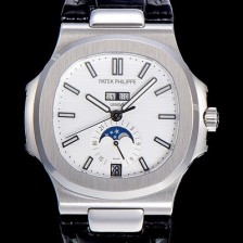 레플리카 [파텍필립] 남성용 노틸러스 5726/1A-014 오토매틱 Cal.324 타입 40미리 문페이즈 가죽줄/밴드 화이트다이얼 PAT75447  