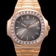 레플리카 [파텍필립] 남성용 노틸러스 보석/큐빅 세팅 18k로즈골드 Cal.324 S C타입무브 오토매틱 40미리 브라운다이얼 PAT70650  