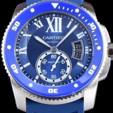 레플리카 [까르띠에] 남성용 칼리브 드 까르띠에 WSCA0011 최신형 다이버 데일리워치 블루 세라믹 베젤 서브 세컨즈 블루 다이얼 오토매틱 무브먼트 CAR0040  