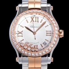 레플리카 [쇼파드] 여성용 해피 스포츠 36미리 오토매틱 ETA2892-2 18K 로즈골드 최상급 쥬얼셋팅 메탈시계 화이트다이얼 CHO73646  