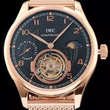 레플리카 [아이더블유씨] 남성용 IWC 포르투기즈 투어빌론 문페이즈 파워리져브 로즈골드 블랙 다이얼 로즈골드 메쉬 브레이슬릿 IWC0210  