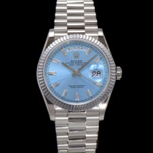 레플리카 [로렉스] 남성용 New 데이데이트 m128236-0009 무게173g 플래티넘 프레지던트 36mm 오토매틱 Cal.2836-2 타입 아이스 블루 바게트 다이얼 rol5411  