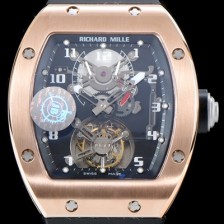 레플리카 [리차드밀레] 남성용 최초의 모델 RM001 투르비용 컬렉션UP!! 고급스러운 18K 로즈골드 블랙&스켈레톤 다이얼 아시안 투어빌론 탑재 무브먼트 RIC0400  