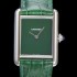 레플리카 [까르띠에] 여성용 탱크 머스트 WSTA0054 로마 인덱스 33.7mm 그린 다이얼 악어가죽줄 쿼츠 무브먼트 CAR00575  