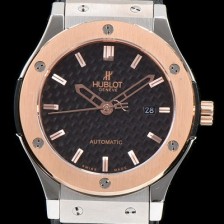 레플리카 [휴블렛] 남성용 클레식 퓨전 511.NO.1180.LR 18K 로즈골드 투톤콤비 케이스 블랙 텍스쳐드 다이얼 오토매틱 무브먼트 HUB0200  