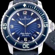 레플리카 [블랑팡] 남성용 베스트셀러 피프티 패덤스 5015D-1140-52B 칼리버 워치 물결무늬 블루 다이얼 스위스 ETA 2836-2오토매틱 무브먼트 BLA4205  