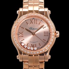 레플리카 [쇼파드] 여성용 해피 다이아몬드 오토매틱 ETA2892-2 타입 36mm 래이디스/금장시계 18K로즈골드  골드다이얼 cho2951  