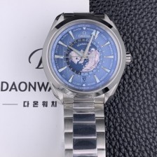 레플리카 [오메가] 남성용 씨마스터 1:1수제공정형 220.10.43.22.03.002 아쿠아테라 150M GMT 월드타이머 43미리 오토매틱 Cal. 8938 타입 메탈줄 블루 다이얼 omg20245  