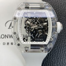 레플리카 [리차드밀레] 남성용 RM055 트랜스파랜트 50mm 미네랄 크리스탈 기계식 수동형 무브먼트 화이트 스켈레톤 다이얼 ric0326  