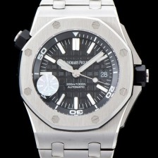 레플리카 [오데마피게] 남성용 최고급형！로얄오크 오프쇼어 다이버 15703ST 블랙 와플다이얼 브레이슬릿 오토매틱 무브먼트 AUD0200  