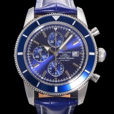 레플리카 [브라이틀링] 남성용 슈퍼오션 해리티지 크로노그래프 ETA7750-2 타입 오토매틱 46mm 가죽줄 블루다이얼 bre6946  