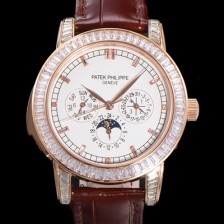 레플리카 [파텍필립] 남성용 Ref.5073P 그랜드 컴플리케이션 문페이즈 오토매틱 18K 로즈골드/다이아몬드셋팅 42mm 가죽줄 화이트다이얼 pat2519  