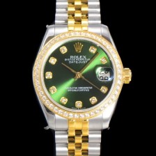 레플리카 [로렉스] 여성용 데이져스트 오이스터 31mm 레이디 오토매틱  18K 로즈골드 투톤콤비 보석/다이아몬드 5열 브레이슬릿 메탈줄 블루다이얼 rol30814  