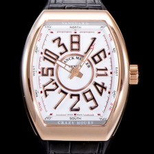 레플리카 [프랭크뮬러] 남성용 뱅가드 오토매틱 CZ02타입 44미리 18K로즈골드 가죽줄/스트랩 화이트다이얼 FRA73813  