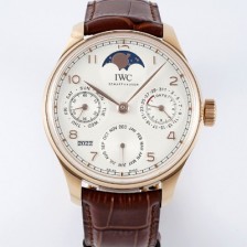 레플리카 [아이더블유씨] 남성용 포루투기즈 IW502306 퍼페추얼 캘린더 싱글 문 44mm 18k 로즈골드 오토매틱 무브먼트 화이트 다이얼 iwc4108  
