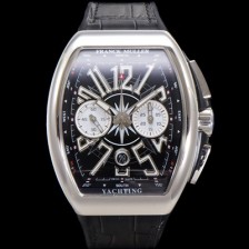 레플리카 [프랭크뮬러] 남성용 뱅가드 오토매틱 크로노그래프 7750 타입 44mm 가죽줄 블랙 다이얼 fra8243  