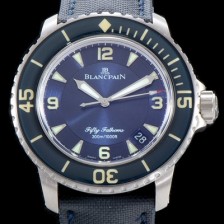 레플리카 [블랑팡] 남성용 피프티 패덤스 5015-12B40-O52A 아이코닉 다이버 워치 블루 다이얼 스위스 ETA 2836-2오토매틱 무브먼트 BLA4211  