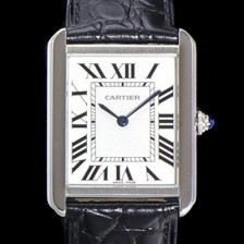 레플리카 [까르띠에] 남성용 신상 탱크 WSTA0028 화이트 다이얼 34.8mm 커플용 악어가죽 쿼츠 무브먼트 CAR0130  