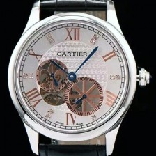 레플리카 [까르띠에] 남성용 로통드 드 까르띠에 오토매틱 42mm 화이트다이얼 CAR0040  