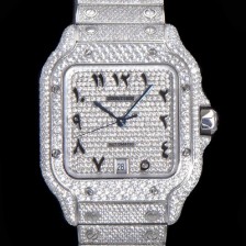 레플리카 [까르띠에] 남성용 산토스 쥬얼 다이아몬드 셋팅 베젤 40mm 큐빅/보석 다이얼 오토매틱 무브먼트 CAR40195  