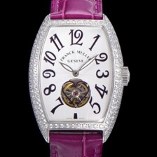 레플리카 [프랭크뮬러] 여성용 상트레 커백스 오토매틱 보석/다이아 케이스 여성용시계 가죽줄 화이트다이얼  fra38654  