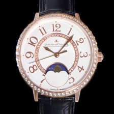 레플리카 [예거르꿀뜨르] 여성용 랑데뷰 문미듐 Q3572430 오토매틱 Cal.935타입 34mm  18K로즈골드 보석/다이아 베젤 가죽줄 화이트다이얼 jag81457  