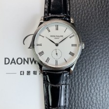 레플리카 [파텍필립] 남성용 칼라트라바 가죽줄 39mm 오토매틱 324 타입 화이트 다이얼 pat2247  