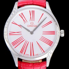 레플리카 [오메가]여성용 드빌 스틸 트레저 다이아몬드 36미리 쿼츠 화이트다이얼 OMG67658  