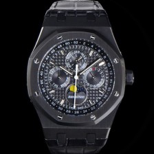 레플리카 [오데마피게] 남성용 로얄오크 퍼펙츄얼 캘린더 41mm 오토매틱 T5134 타입 PVD블랙 무광 코팅 가죽줄 블랙다이얼  aud1359  