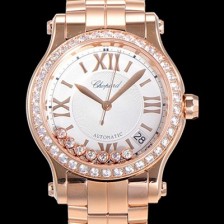 레플리카 [쇼파드] 여성용 해피 스포츠 36미리 오토매틱 ETA2892-2 18K 로즈골드 최상급 쥬얼셋팅 메탈시계 화이트다이얼 CHO73664  