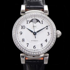 레플리카 [아이더블유씨]여성용 다빈치 오토매틱 문페이즈 36mm 18K 로조골드 다이아몬드베젤가죽줄 화이트다이얼 iwc75312  