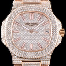 레플리카 [파텝필립] 남성용 파텍필립 5719/10G-010 노틸러스 스위프 세컨즈 18K 로즈골드 럭셔리한 최상급쥬얼 다이아몬드 풀 셋팅 브레이슬릿 Cal.324 S C 오토매틱 무브먼트 PAT0100  